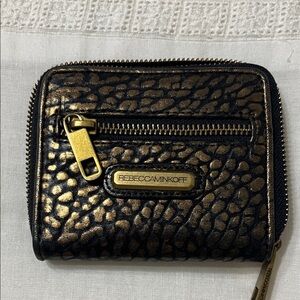 Rebecca Minkoff Black and Gold Textured Wallet